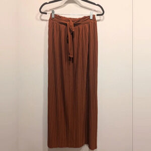 Soho Apparel Rust Orange Pleated Maxi Skirt Boho Flowy Size Small
